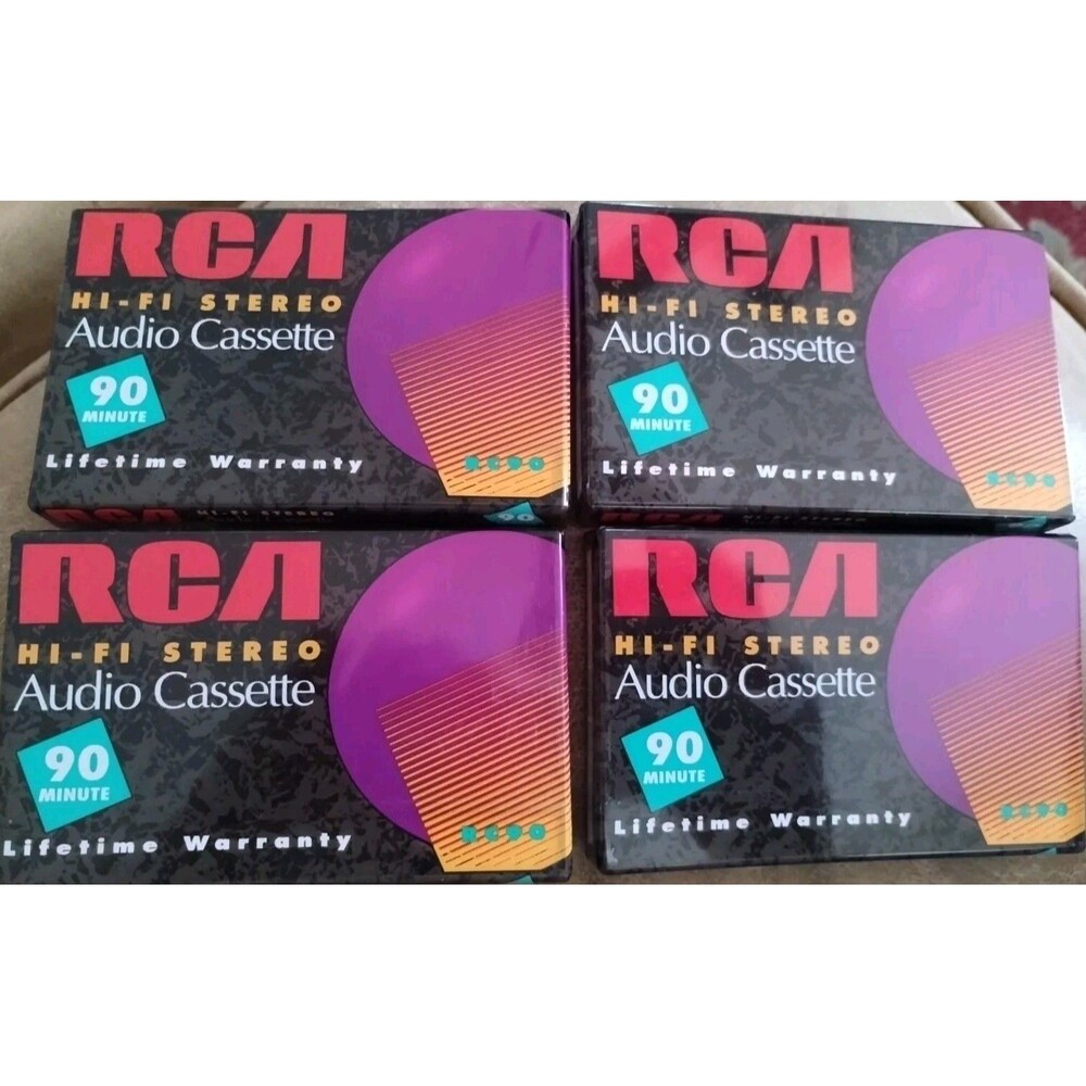 Lot of 4 Sealed RCA 90 Minute Blank Audio Cassette Tapes Hi-Fi Stereo (RC90)